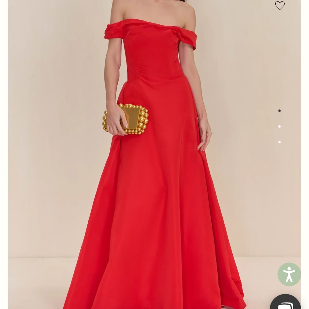 Cult Gaia Red Strapless Off-Shoulder Gown